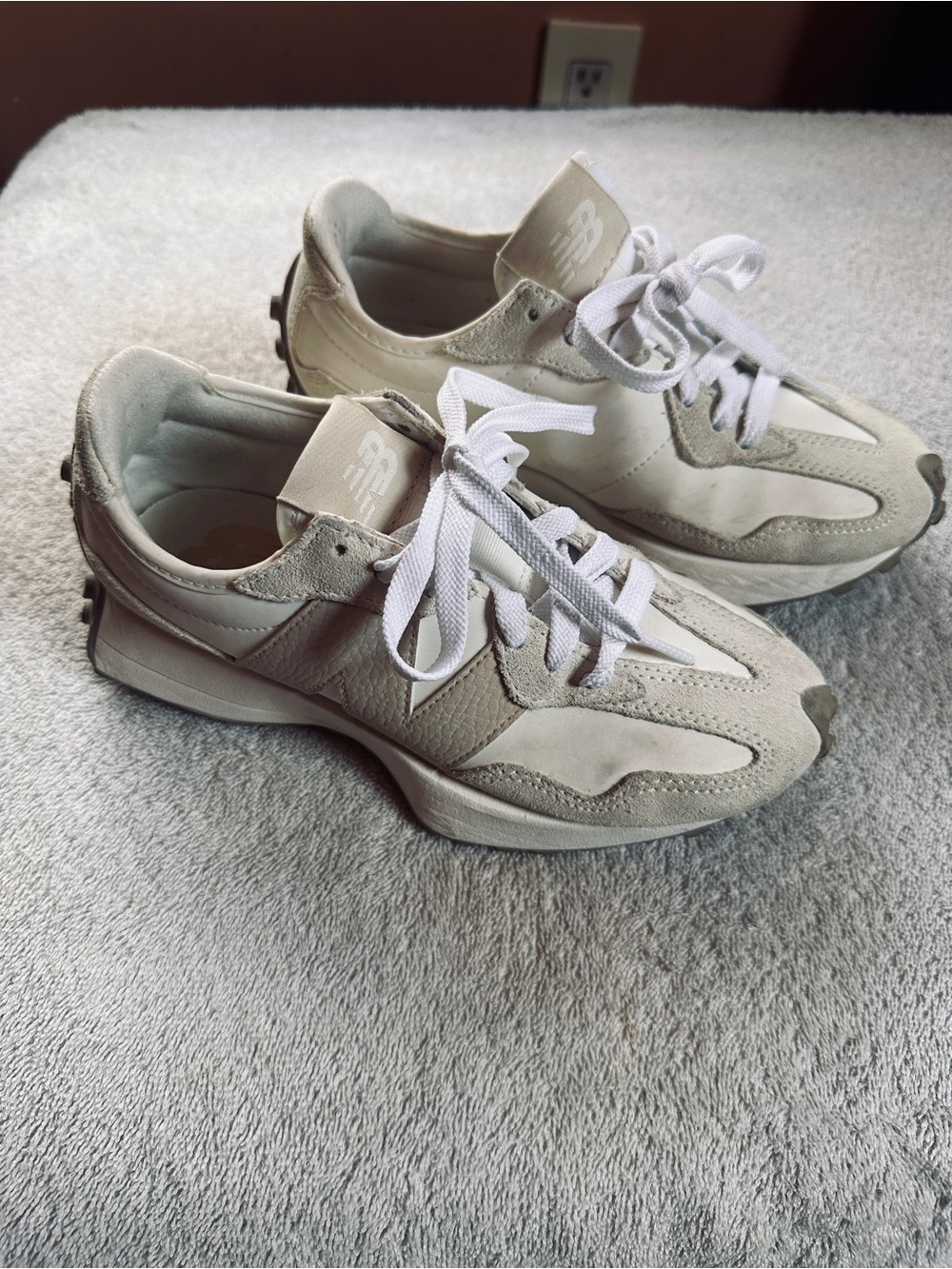 New Balance Women’s Cream and White Retro Runner Sneakers